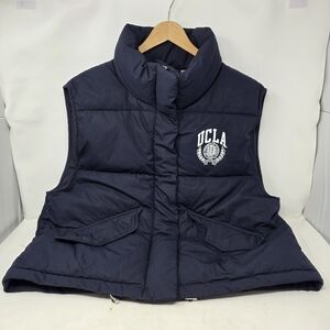 UCLA Bruins Puffer Vest Navy Men's Small Snap Button Zipper H&M Quilted Winter